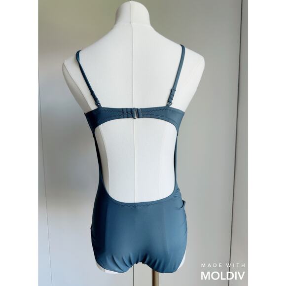 Madewell One Piece Suit Size 2 Dark GreyGreen  Padded Bustier Key hole Modest - Picture 5 of 6